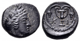 BITHYNIA. Kios. Circa 350-300 BC. Chalkous (Bronze, 12 mm, 1.35 g, 3 h). Head of Mithras to right, wearing tiara with laurel wreath. Rev. K - I Kantha...