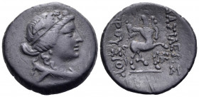 KINGS OF BITHYNIA. Prusias II Cynegos, 182-149 BC. (Bronze, 21.5 mm, 5.89 g, 11 h). Wreathed head of Dionysos to right. Rev. BAΣIΛEΩΣ ΠΡΟYΣIOY The cen...