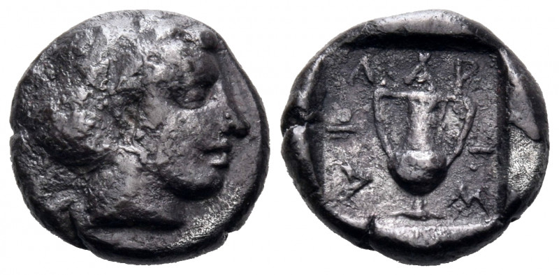 TROAS. Larissa. 4th century BC. Triobol (Silver, 12 mm, 1.96 g, 10 h). Head of n...