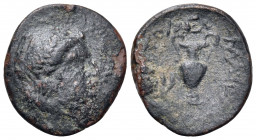 TROAS. Larissa (as Ptolemais). 3rd century BC. (Bronze, 16 mm, 2.45 g, 12 h). Laureate head of Apollo to right. Rev. ΠTOΛEMAIEΩN Amphora; to left, dou...