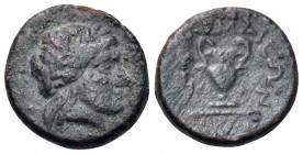 TROAS. Larissa (as Ptolemais). 3rd century BC. (Bronze, 13.5 mm, 2.04 g, 11 h). Laureate head of Apollo to right. Rev. ΠTOΛEMAIEΩN Amphora; to left, d...