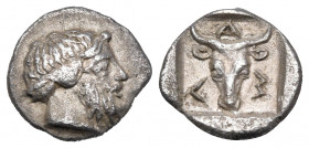 TROAS. Lamponeia. 4th century BC. Obol (Silver, 9 mm, 0.59 g, 1 h). Bearded head of Dionysos to right, probably wearing a simple taenia (not a wreath ...