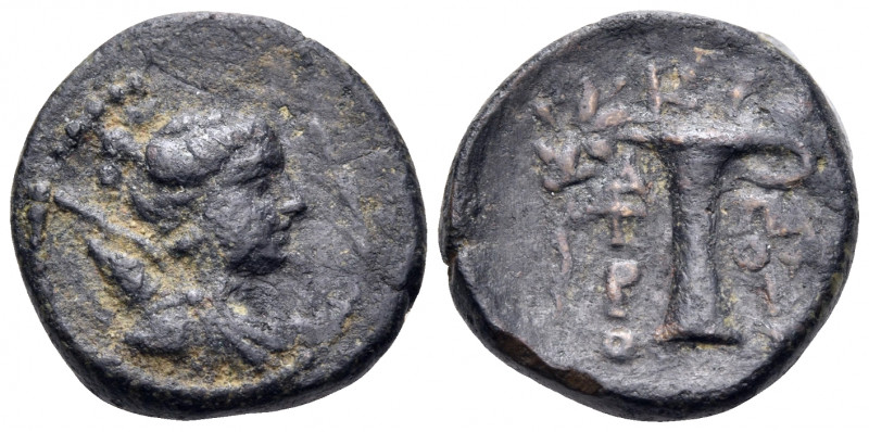 AEOLIS. Kyme. Circa 250-200 BC. Tetrachalkon (Bronze, 17 mm, 4.32 g, 12 h), stru...