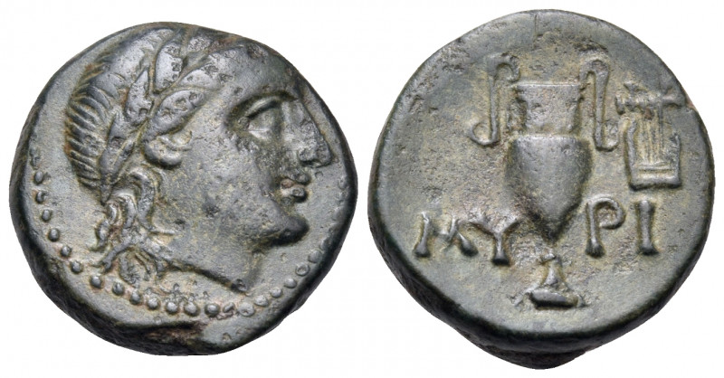 AEOLIS. Myrina. Circa 3rd-2nd century BC. (Bronze, 16 mm, 4.23 g, 12 h). Laureat...