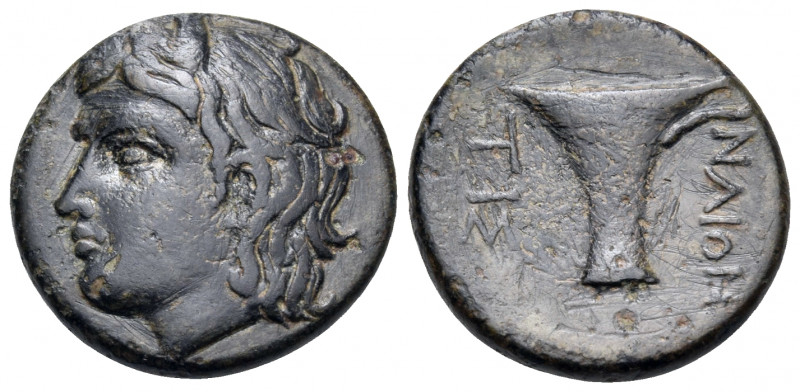 AEOLIS. Tisna. 4th century BC. Tetrachalkon (Bronze, 16 mm, 3.75 g, 5 h). Youthf...