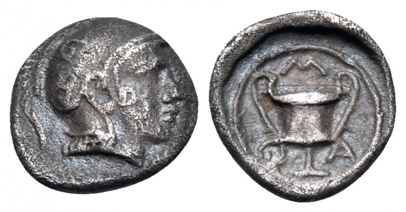 LESBOS. Methymna. Circa 450/40-406/379 BC. Obol (Silver, 8 mm, 0.45 g, 10 h), Sa...