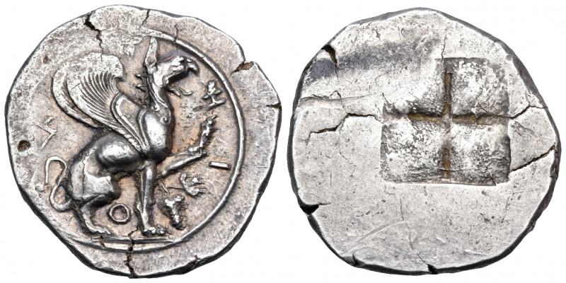 IONIA. Teos. Circa 450-425 BC. Stater (Silver, 25 mm, 14.11 g, 7 h). Τ-Η-Ι-Ο-Ν G...