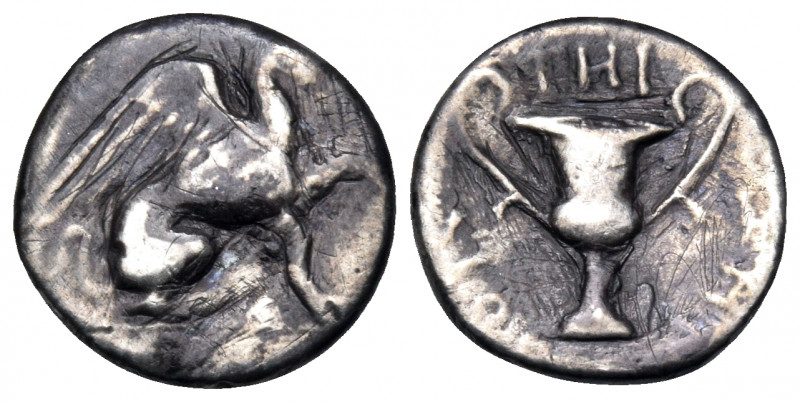 IONIA. Teos. Circa 370-340 BC. Hemidrachm (Silver, 11.5 mm, 1.27 g, 8 h), struck...