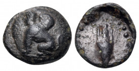 ISLANDS OFF IONIA, Chios. Circa 400-375 BC. Chalkous (Bronze, 10.5 mm, 1.07 g, 3 h). Sphinx seated left; all on a raised disk. Rev. Amphora. Hardwick ...