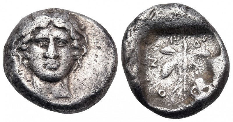 CARIA. Idyma. late 5th century BC. Drachm (Silver, 14 mm, 3.80 g, 10 h). Horned ...