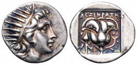 ISLANDS OFF CARIA, Rhodos. Rhodes. Circa 170-150 BC. Drachm (Silver, 16 mm, 2.81 g, 11 h), plinthophoric series, struck under the magistrate Dexikrate...