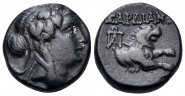 LYDIA. Sardes. 2nd-1st centuries BC. (Bronze, 15 mm, 4.17 g, 12 h). Wreathed head of Dionysos to right. Rev. ΣΑΡΔΙΑΝΩΝ Forepart of lion to right; behi...