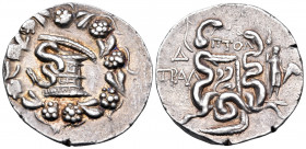 LYDIA. Tralleis. Circa 166-67 BC. Cistophoric Tetradrachm (Silver, 16 mm, 12.44 g, 11 h), struck under the magistrate Ptol(emaios), year Δ = 4 = 130-1...