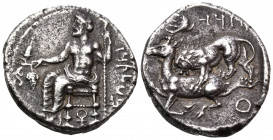CILICIA. Tarsos. Mazaios, satrap of Cilicia, 361/0-334 BC. Stater (Silver, 22 mm, 10.64 g, 9 h). B'LTRZ (Aramaic) Baaltars seated left on backless thr...