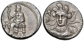 CILICIA. Tarsos. Balakros, satrap of Cilicia, 333-323 BC. Stater (Silver, 21 mm, 10.83 g, 6 h). Baaltars seated left, holding lotus-tipped scepter; to...