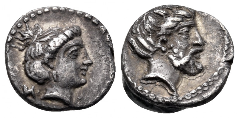 CILICIA. Nagidos. Circa 400-380 BC. Obol (Silver, 10 mm, 0.49 g, 6 h). N Head of...