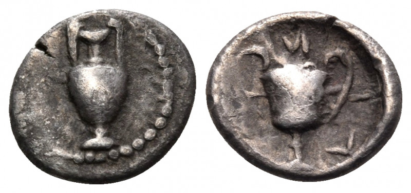 CILICIA. Nagidos. Circa 400-380 BC. Obol (Silver, 9 mm, 0.54 g, 1 h). Amphora. R...