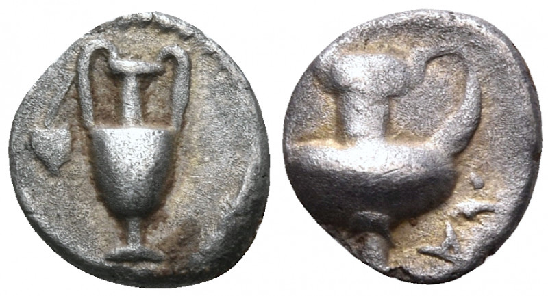 CILICIA. Nagidos. Circa 400-380 BC. Obol (Silver, 8 mm, 0.55 g, 6 h). Amphora wi...