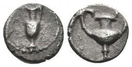 CILICIA. Nagidos. Circa 400-380 BC. Obol (Silver, 7 mm, 0.50 g, 11 h). Amphora. Rev. Kantharos. Göktürk -. SNG BN 19 var ( ethnic on reverse ). SNG Le...