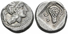 CILICIA. Soloi. Circa 410-375 BC. Stater (Silver, 20 mm, 9.75 g, 2 h). Head of Athena to right, wearing crested Attic helmet decorated with griffin. R...