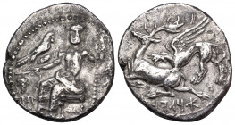 KINGS OF CAPPADOCIA. Ariarathes I, 333-322 BC. Drachm (Silver, 19 mm, 5.05 g, 7 h), Imitating Mazaios, Gaziura. B'L GZYR (Aramaic) Baal of Gaziura sea...