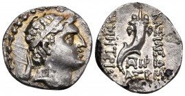SELEUKID KINGS OF SYRIA. Demetrios I Soter, 162-150 BC. Drachm (Subaeratus, 17 mm, 3.32 g, 11 h), imitating Antioch on the Orontes, year 161 = 152-151...