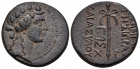 SYRIA, Seleukis and Pieria. Apameia. 1st century BC. (Bronze, 21 mm, 9.15 g, 12 h), year 293 = 20-19 BC. Head of Dionysos to right, wearing ivy wreath...