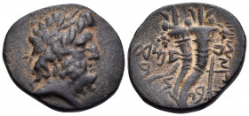 PHOENICIA. Marathos. 130/29-24/3 BC. (Bronze, 22 mm, 6.44 g, 1 h), year 148 = 112-111 BC. Laureate head of Zeus to right. Rev. Amrit (Phoenician) Doub...
