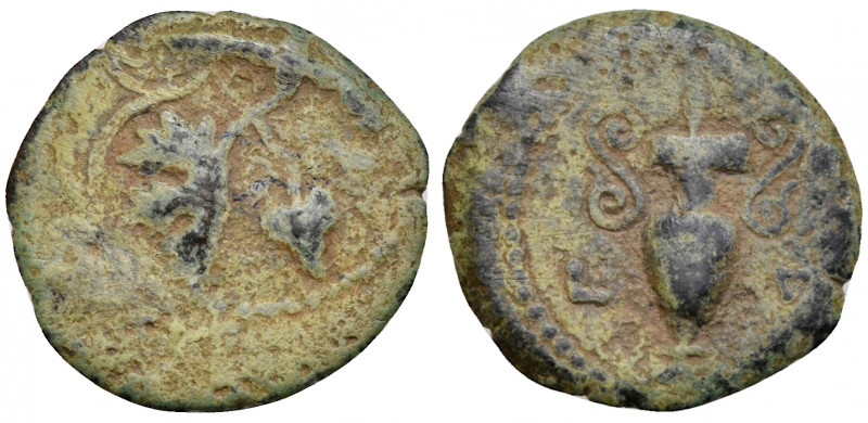 JUDAEA, Procurators. Valerius Gratus, 15-26 CE. Prutah (Bronze, 16 mm, 1.79 g, 5...