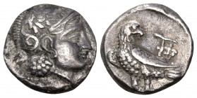 BACTRIA OR PARTHIA. Sophytes or Andragoras, circa 305-294 or 246/5-239/8 BC. Hemidrachm (Silver, 11 mm, 1.73 g, 6 h). Head of Athena to right, wearing...