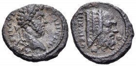 BITHYNIA. Nicaea. Commodus, 177-192. (Bronze, 17 mm, 2.63 g, 5 h). ΑVΤ Κ Μ ΑΥΡ ΚΟΜ ΑΝΤΩΝ Laureate head of Commodus to right. Rev. ΝΙΚΑΙEΩΝ head of bea...