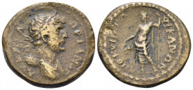 LYDIA. Hyrcanis. Hadrian, 117-138. Assarion (Bronze, 21 mm, 7.80 g, 12 h), struck under the proconsul, Avidius Quietus. AY KAI ΑΔΡΙΑΝΟC Laureate and d...