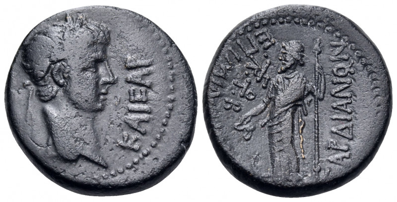 LYDIA. Sardis. Nero, 54-68. (Bronze, 19 mm, 5.91 g, 12 h), Mindios, strategos fo...