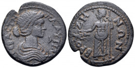 PHRYGIA. Bruzus. Plautilla, Augusta, 202-205. (Bronze, 24 mm, 6.97 g, 5 h). ΠΛAYTIΛA CЄBACTH Draped bust of Plautilla to right. Rev. BPOYZHNΩN Dionyso...
