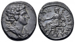 PHRYGIA. Eumeneia. time of the Antonines, circa 138-192. Hemiassarion (Bronze, 18 mm, 4.11 g, 6 h). Draped bust of Dionysos to right, wearing wreath o...
