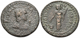 PAMPHYLIA. Side. Salonina, Augusta, 254-268. 10 Assaria (Bronze, 30 mm, 16.14 g, 1 h). KOPNHΛIA CAΛΩNINA CE Diademed and draped bust of Salonina to ri...