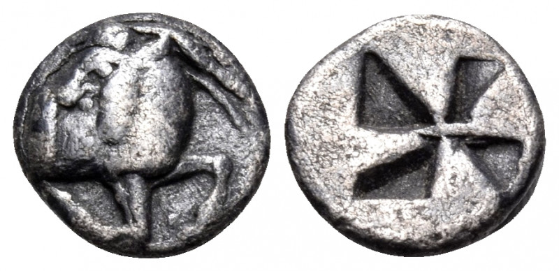 MACEDON. Aige in Pallene. 500-480 BC. Tritetartemorion (Silver, 8 mm, 0.51 g). F...