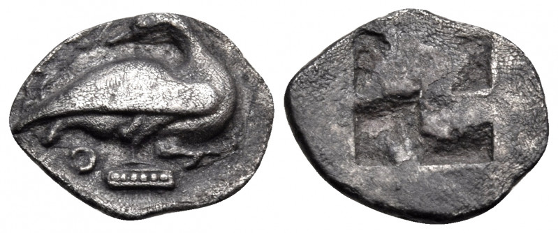 MACEDON. Eion. Circa 470-460 BC. Diobol (Silver, 12 mm, 0.83 g). Goose standing ...