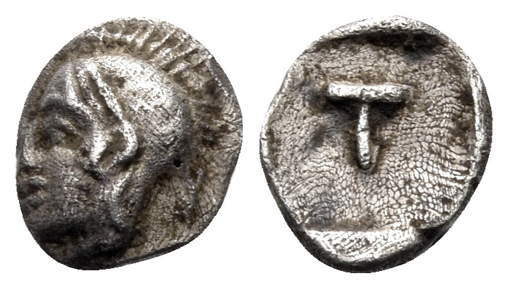 ARKADIA. Tegea. Circa 423-400 BC. Tetartemorion (Silver, 7 mm, 0.31 g, 11 h). He...