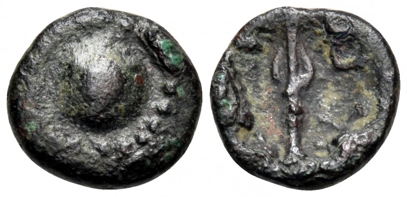 CRETE. Polyrhenion. Circa 200-67 BC. Chalkous (Bronze, 12 mm, 1.38 g). Shield or...