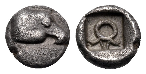 IONIA. Magnesia ad Maeandrum. 500-480 BC. Tetartemorion (Silver, 5.5 mm, 0.22 g,...