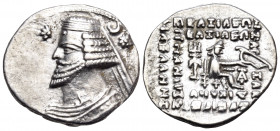 KINGS OF PARTHIA. Orodes II, circa 57-38 BC. Drachm (Silver, 20 mm, 3.95 g, 1 h), Ecbatana. Diademed and draped bust of Orodes II to left; to left, st...