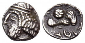 KINGS OF PERSIS. Kapat (Napad), mid-late 1st century AD. Obol (Silver, 8 mm, 0.65 g, 12 h). Bust of Kapat to left, wearing diadem and Parthian-style t...