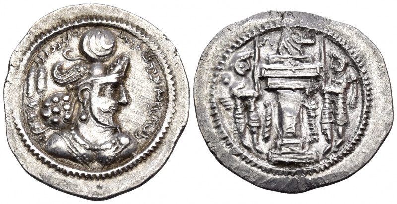 SASANIAN KINGS. Bahram IV, 388-399. Drachm (Silver, 24 mm, 4.30 g, 3 h), AWH. Bu...