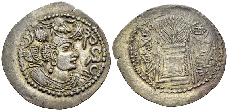 HUNNIC TRIBES, Hephthalites. "Napki Malka", 470-560/565. Drachm (Silver, 32 mm, ...