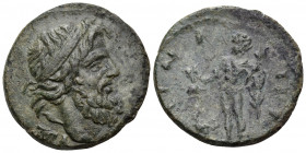 THRACE. Ainos. 2nd-1st centuries BC. (Bronze, 22 mm, 7.04 g, 7 h). Diademed head of Poseidon right; ΠΑ monogram below. Rev. AINIΩN Hermes standing lef...