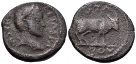 EPIRUS. Buthrotum. Geta, 209-211. Assarion (Bronze, 19 mm, 4.40 g, 6 h). IM SEPT GETAS PA Laureate head of Geta to right. Rev. STA BOY Cow standing to...