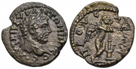 BITHYNIA. Prusa ad Olympum. Caracalla, 198-217. (Bronze, 18 mm, 3.00 g, 1 h). AYT K M AYP ANTΩNINOC CE Laureate head of Caracalla to right. Rev. ΠPOYC...