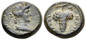 LYDIA. Daldis. Pseudo-autonomous issue, Circa 193-211. Hemiassarion (Bronze, 14 mm, 3.63 g, 12 h). Turreted and draped bust of Tyche of Daldis to righ...
