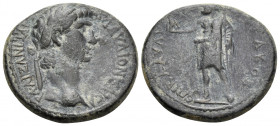 PHRYGIA. Aezanis. Claudius, 41-54. Assarion (Bronze, 19.5 mm, 3.90 g, 12 h), struck under the magistrate, Claudius Hierax. KΛAYΔION KAICAPA AIZANITAI ...
